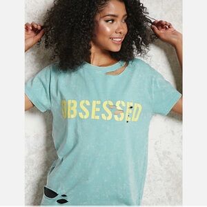 Distressed graphic obsessed tee